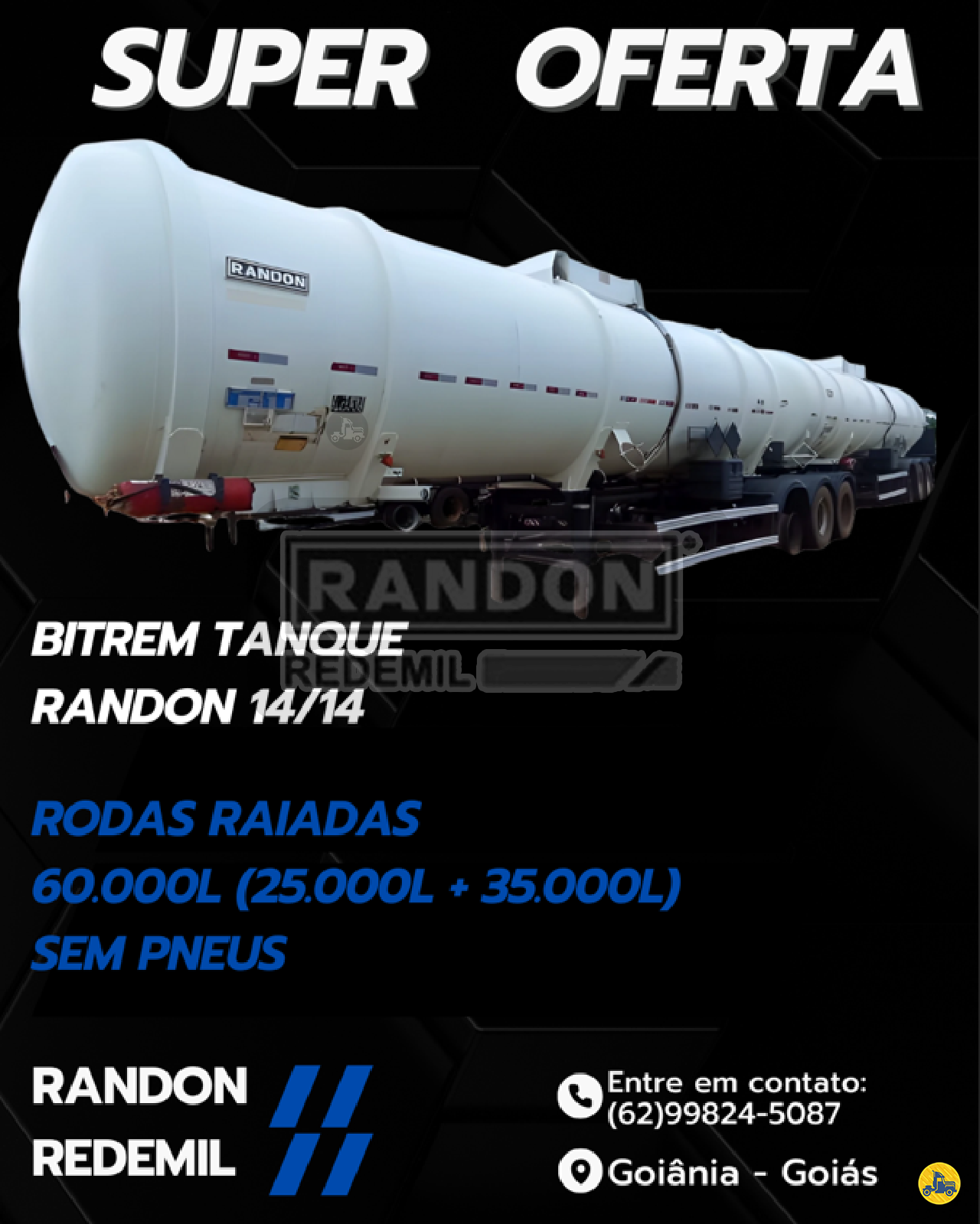 CARRETA BITREM 9 EIXOS TANQUE AÇO Redemil Implementos Rodoviários - Randon GOIANIA GOIAS GO